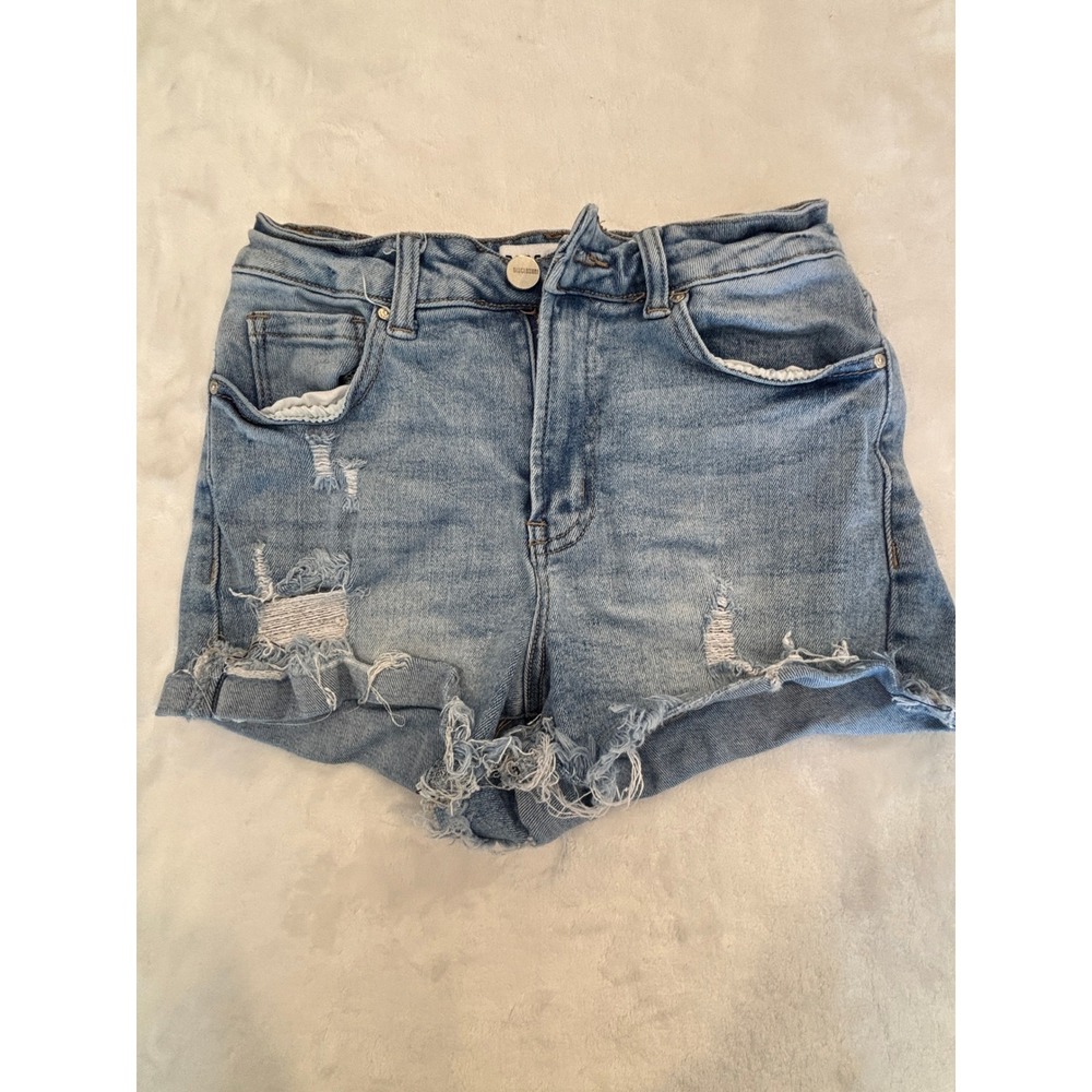 Disclosure Womens High Waisted Distressed Denim Shorts Light Wash Size 5/27